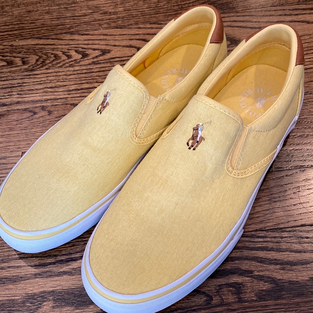 Yellow polo slip on casual mens shoes 9.5